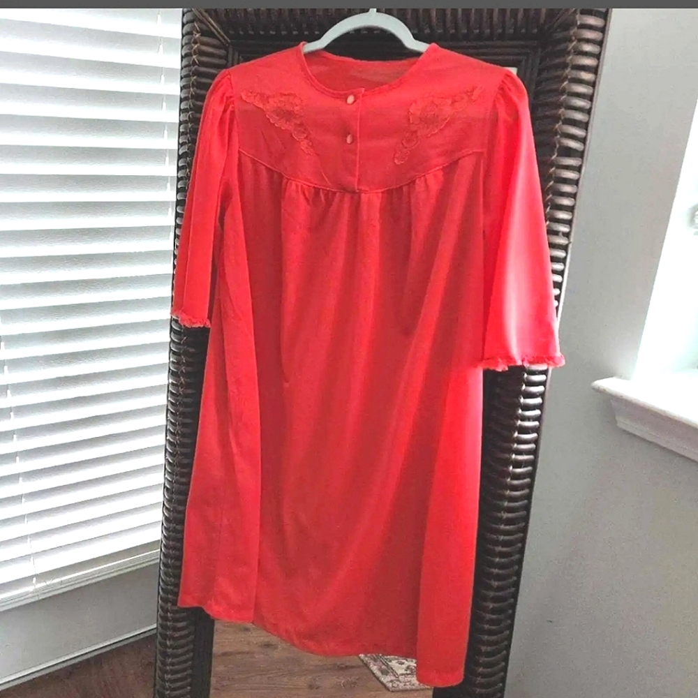 Vintage 60's Red Nightgown Size Large